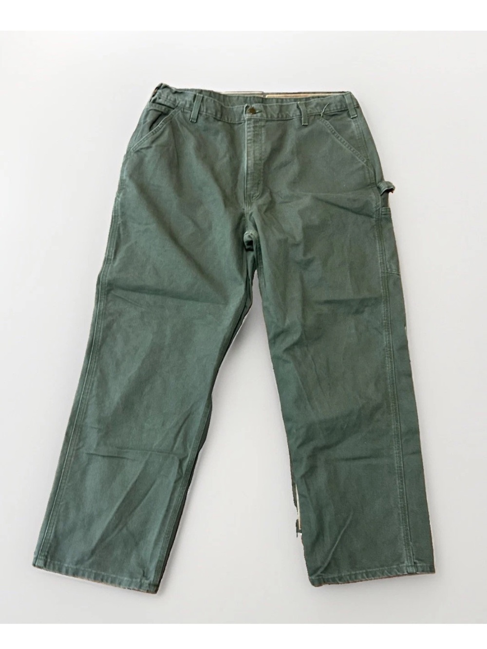 Carhartt Mens Carpenter Pants Size 38x30 Olive Green Cotton Canvas Work Utility